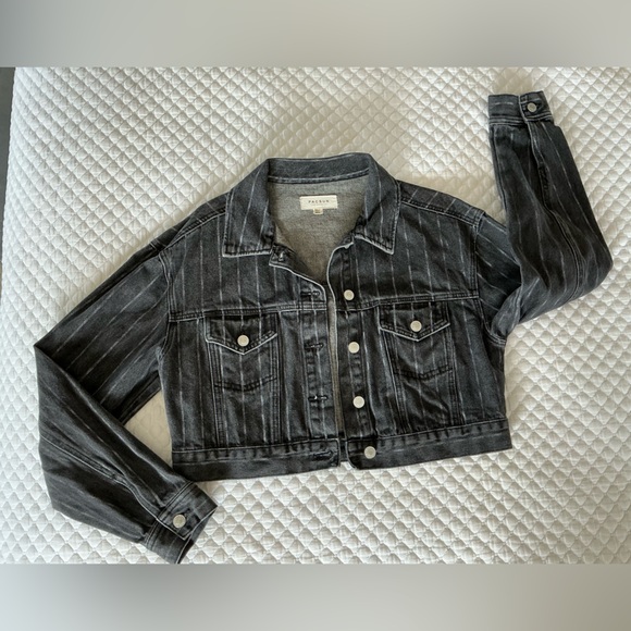 PacSun Cropped Vintage Wash Denim Striped Jacket M/L - Picture 8 of 13
